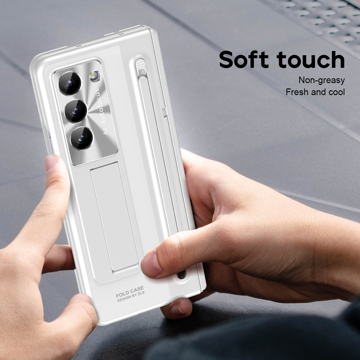 For Samsung Galaxy Z Fold5 5G Case Hinge PC Kickstand Phone Cover with Tempered Glass Film / Stylus For Samsung Galaxy Z Fold5 5G Case Hinge PC Kickstand Phone Cover with Tempered Glass Film / Stylus